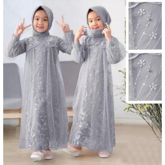 GAUN GAMIS MEWAH PESTA ANAK REMAJA PEREMPUAN TANGGUNG TILE MUTIARA USIA 4 TAHUN SAMPAI 12 TAHUN BAJU