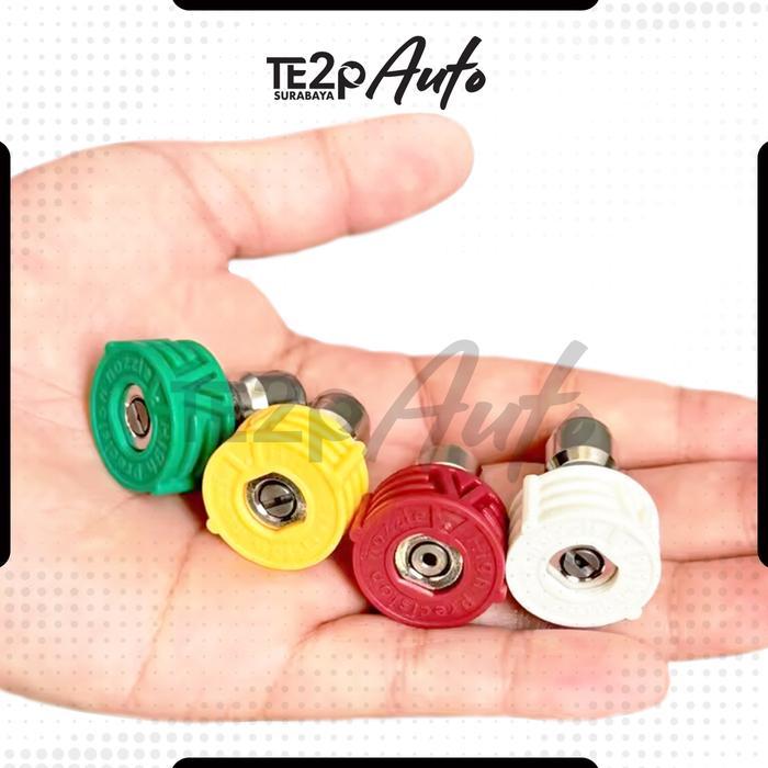 TE2P AUTO NOZZLE TIP SET 4PCS MODE SEMPROT 0 15 25 40 QUICK RELEASE 1/4" ADAPTOR SIZE DIAMETER 030