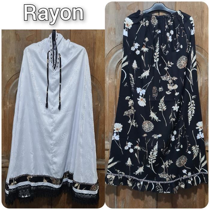 MUKENA SANTRI MUTIARA SILKY BAWAHAN RAYON ATASAN MOTIF BUNGA JAGUAR APLIKASI RENDA GIPER PANJANG