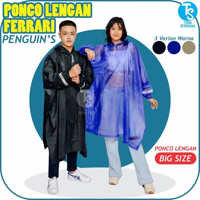 Jas Hujan Mantel Raincoat Ponco Lengan Penguin Ferrari Pria Wanita