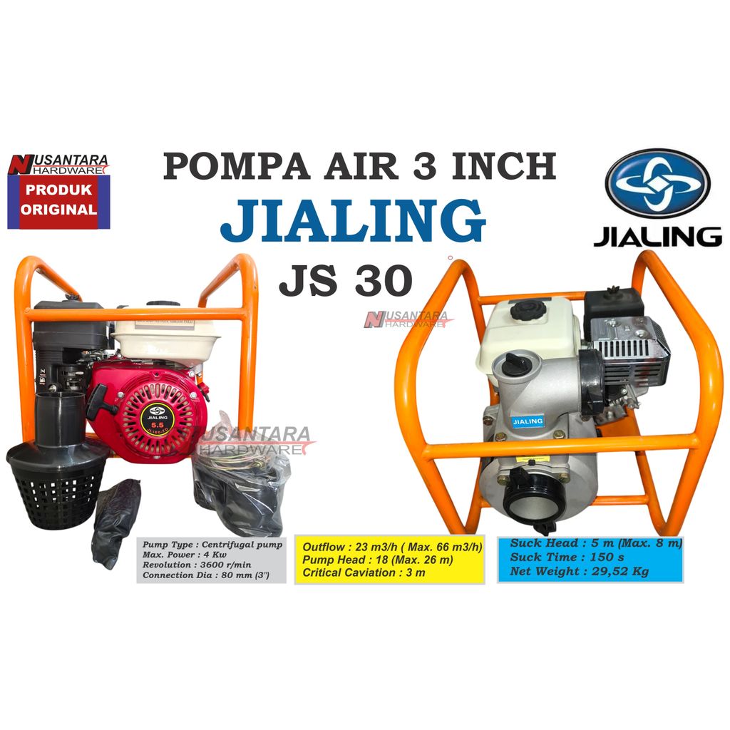 mesin pompa air irigasi 3" merek jialing, pompa kolam 3" jialing,pompa sawah 3" jialing,pompa tambak