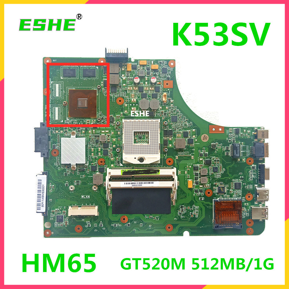 K53SV Laptop Motherboard for K53SV K53SJ K53SM K53SC K53S X53S A53S Mainboard GT540M GT520M 1GB grap