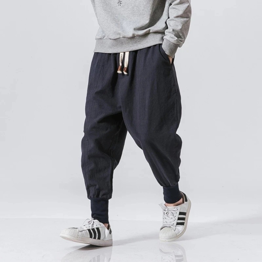 Cotton N Harem Pants Men Streetwear Joggers New Baggy Drop-Crotch Pants Casual Trousers Men
