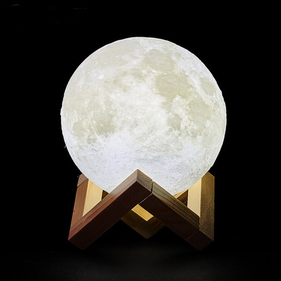 20cm Moon Lamp 3D Print Children's Night Light LED Dimmable Rechargeable Bedside Desk Table Lamp Kid