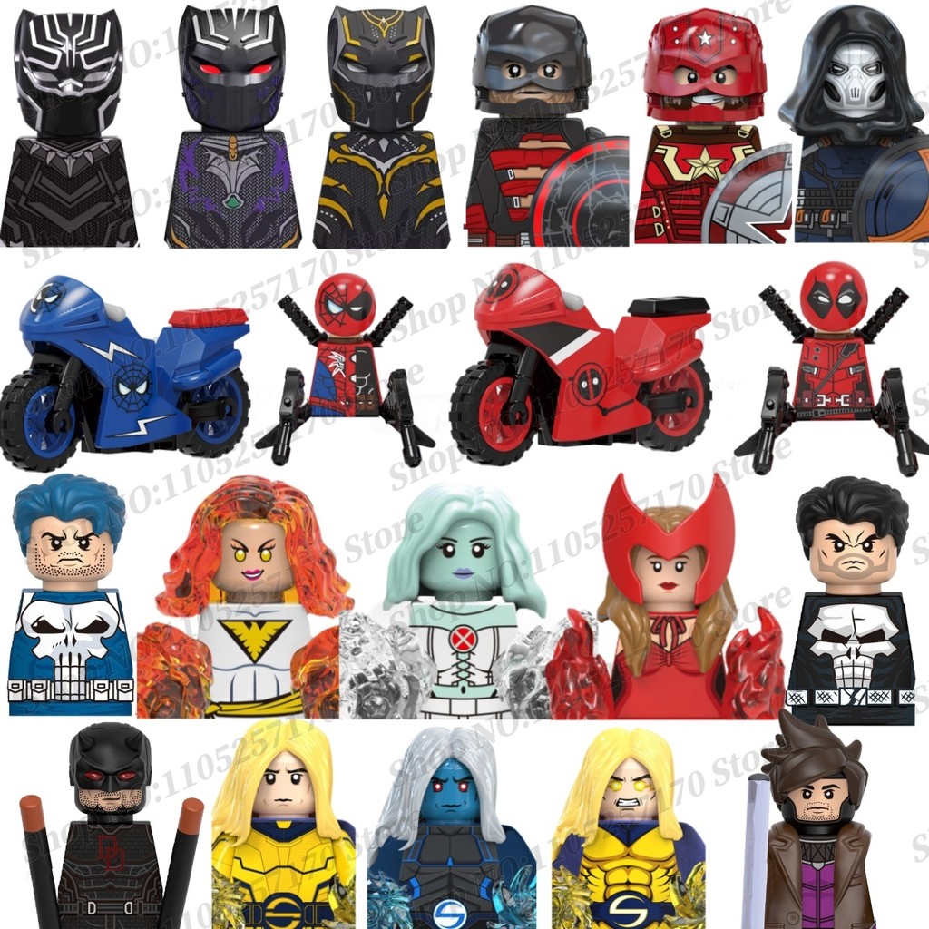 Hot-toys Marvel MINI action character Black Panther Deadpool Wolverine Thor building block brick toy