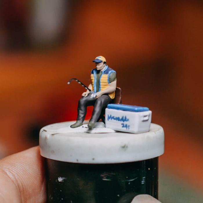 Miniature Figure Fishing Mancing v.1 (1/87, 1/64) No preiser diorama hotwheels tarmac tomica