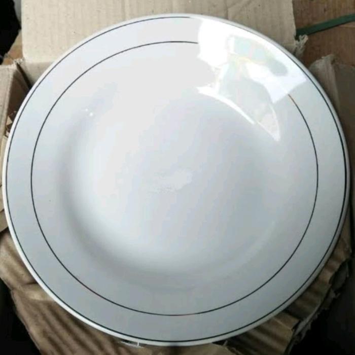 PIRING MAKAN KERAMIK LIST EMAS 9 INCH (HARGA 1PCS)