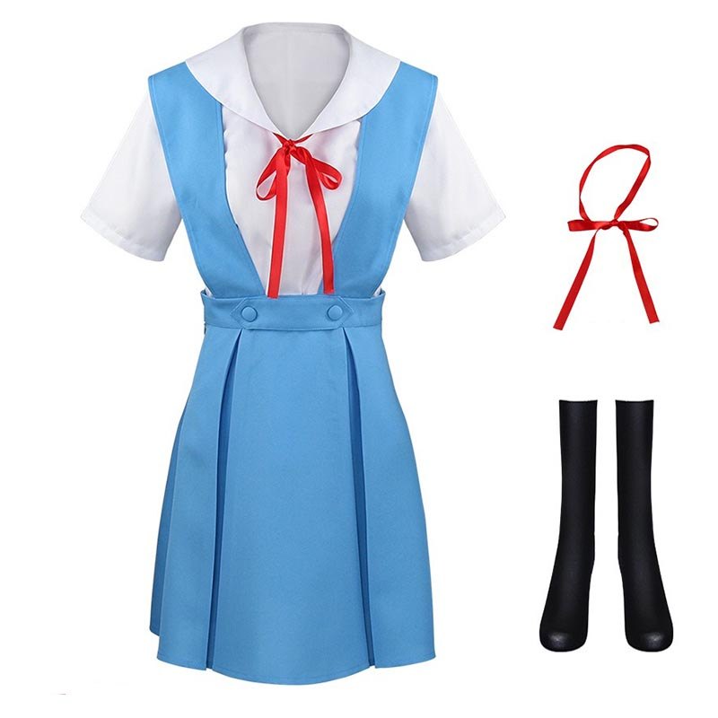 Ayanami Rei Cosplay Dress With Socks Asuka Langley Sohryu School Uniform Ayanami Rei Outfits For