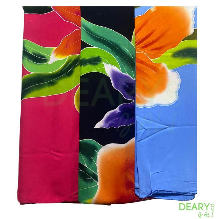 Deary Co Bali Kain Sarung Pantai Bali Besar Lukis Tebal Khas Bali Motif Floral Bunga Dan Daun Tanpa
