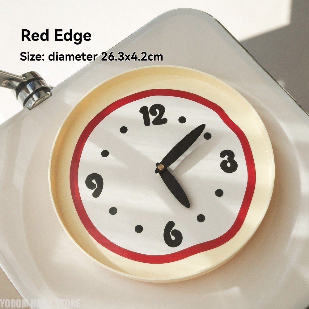 Modern Round Cream Wall Clock Minimalist Distorted Line Decoration For The Clock Household