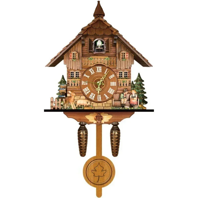 Wooden Hanging Wall Clock Bird Alarm Clock Cuckoo Clocks For Home Kid's Room Decoration Quartz Watch