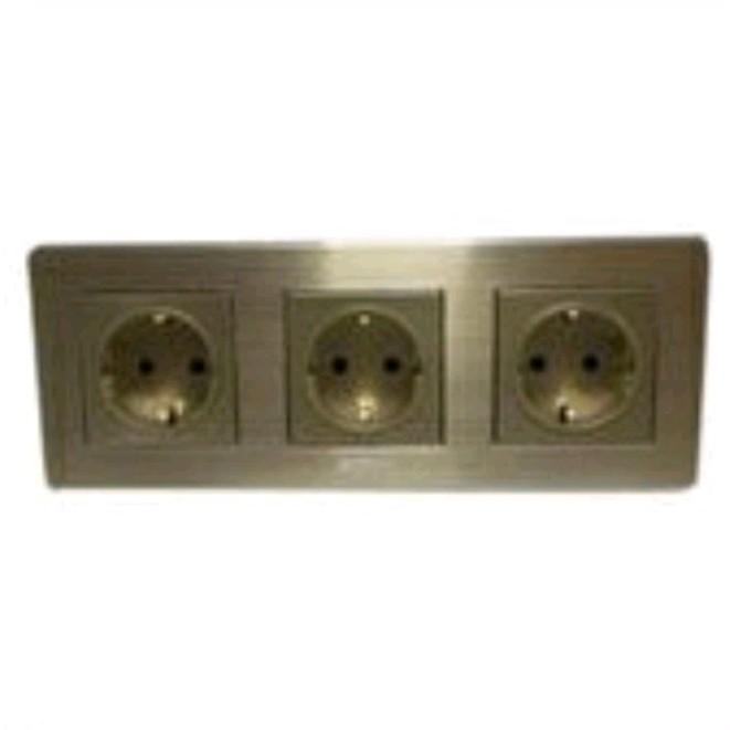 Stop Kontak + Stop Kontak + Stop Kontak 3 Gang K2 Boton Gold Champagne