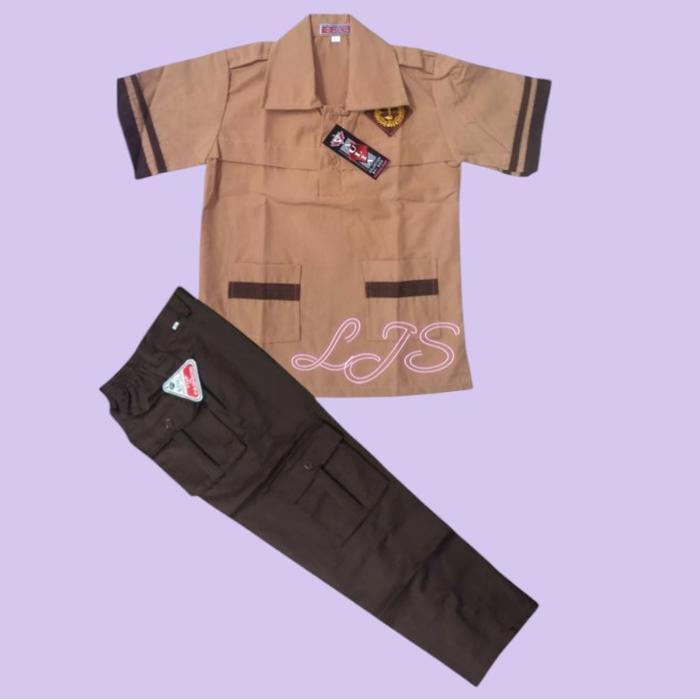 SETELAN SERAGAM PRAMUKA BAJU SIAGA DAN CELANA CARGO/PDL SD