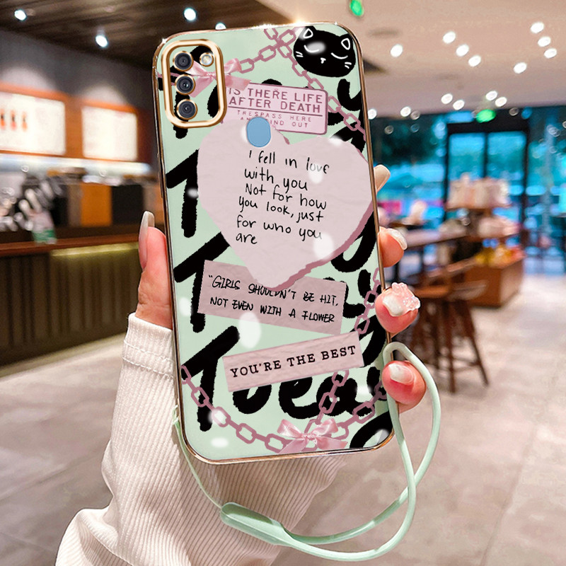 Casing Hp Untuk Samsung Galaxy A11 M11 Case Heart Quote Elektro Plating Cesing silikon Kasing SoftCa