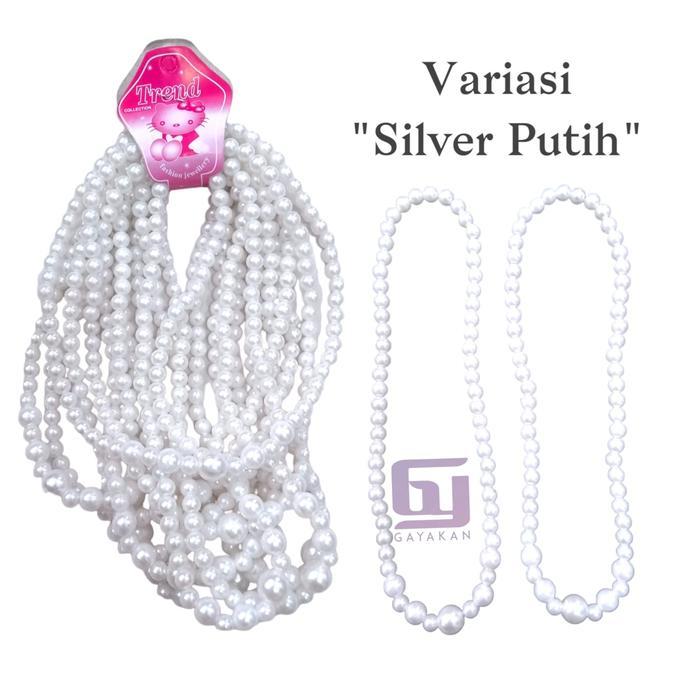 1 Lusin (12 Pcs) Kalung Anak seri Mutiara Mote Sintetis Multiwarna Putih