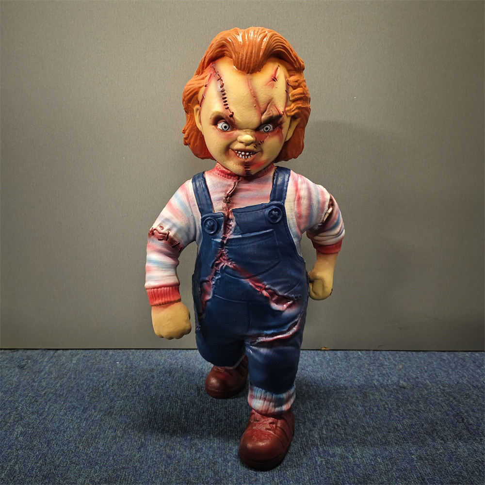 Child'S Play 1:1 Chucky Doll Standing Statue Horror Chucky Figure El Toy Collectible Doll Halloween