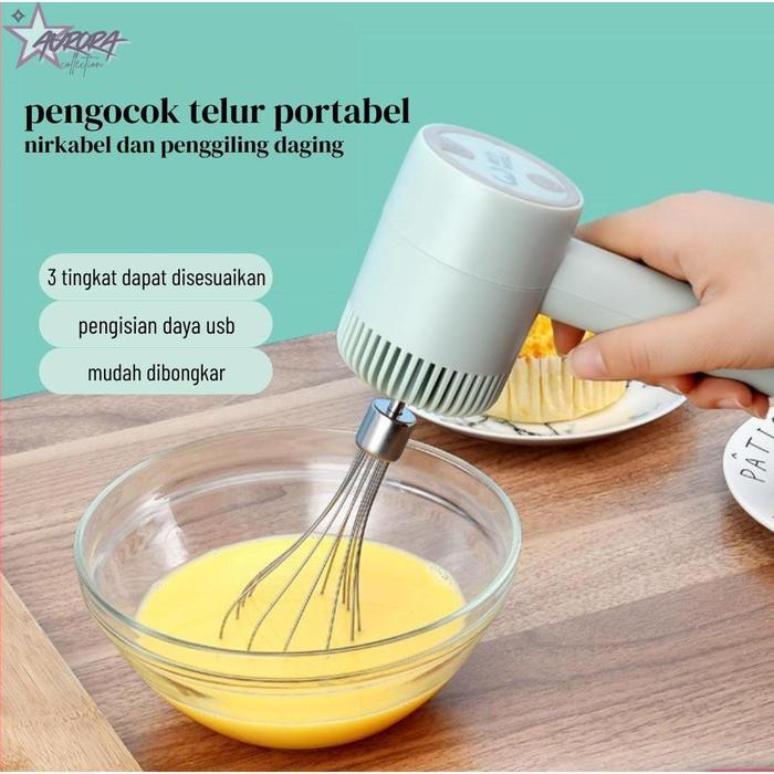 [auroracollect] 3in1 Mini Chopper USB Portable / Hand Mixer Wireless Charger / Pengocok Terlur
