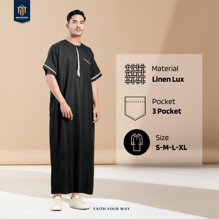 m3 Muslimadani Jubah Dewasa NABIL Gamis Pria Lengan Pendek
