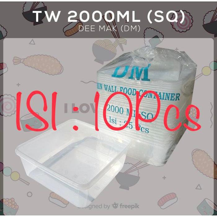 Thinwall DM 2000ml Square Food Container Box