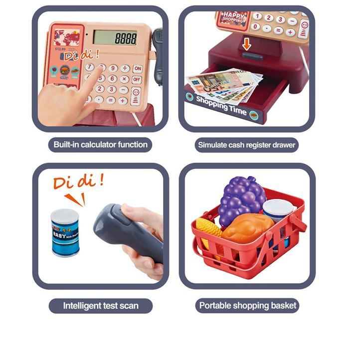 Yoli Toys Mainan Anak Mesin Kasir HAPPY SHOPPING CASH REGISTER Cashier Machine Mini Market