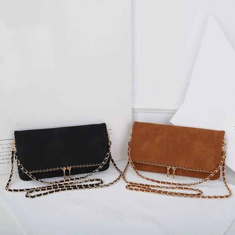 Women Black Classic Crossbody Bag Luxurious Design Retro Ladies Envelope Bag Women Collection Bag