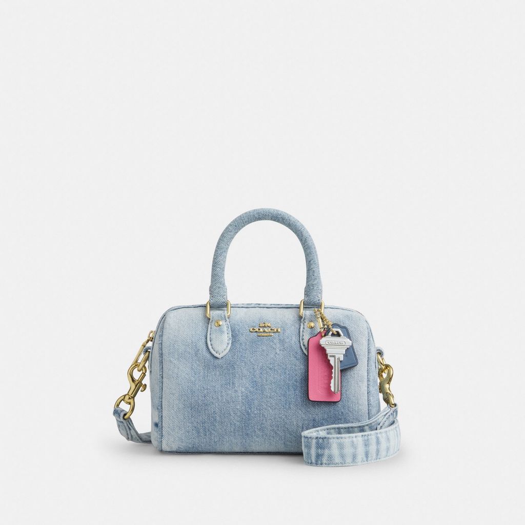 Coach Mini Rowan Crossbody Bag In Loved Denim With Charms - Tas Selempang Wanita