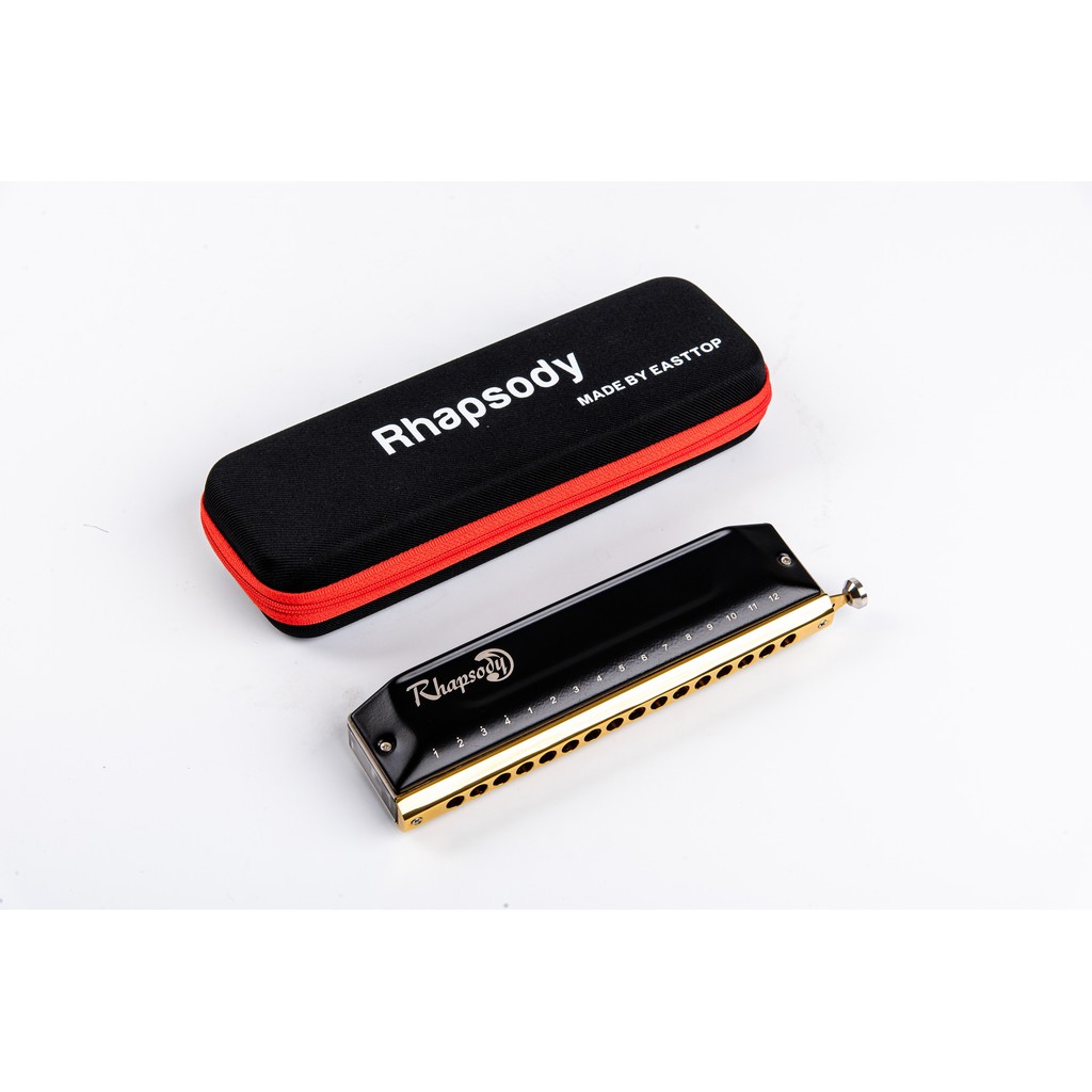 East Top Upgrade Rhapsody Chromatic Harmonica 16 Hole 64 Tone Key of C, Professional Chromatic Mouth