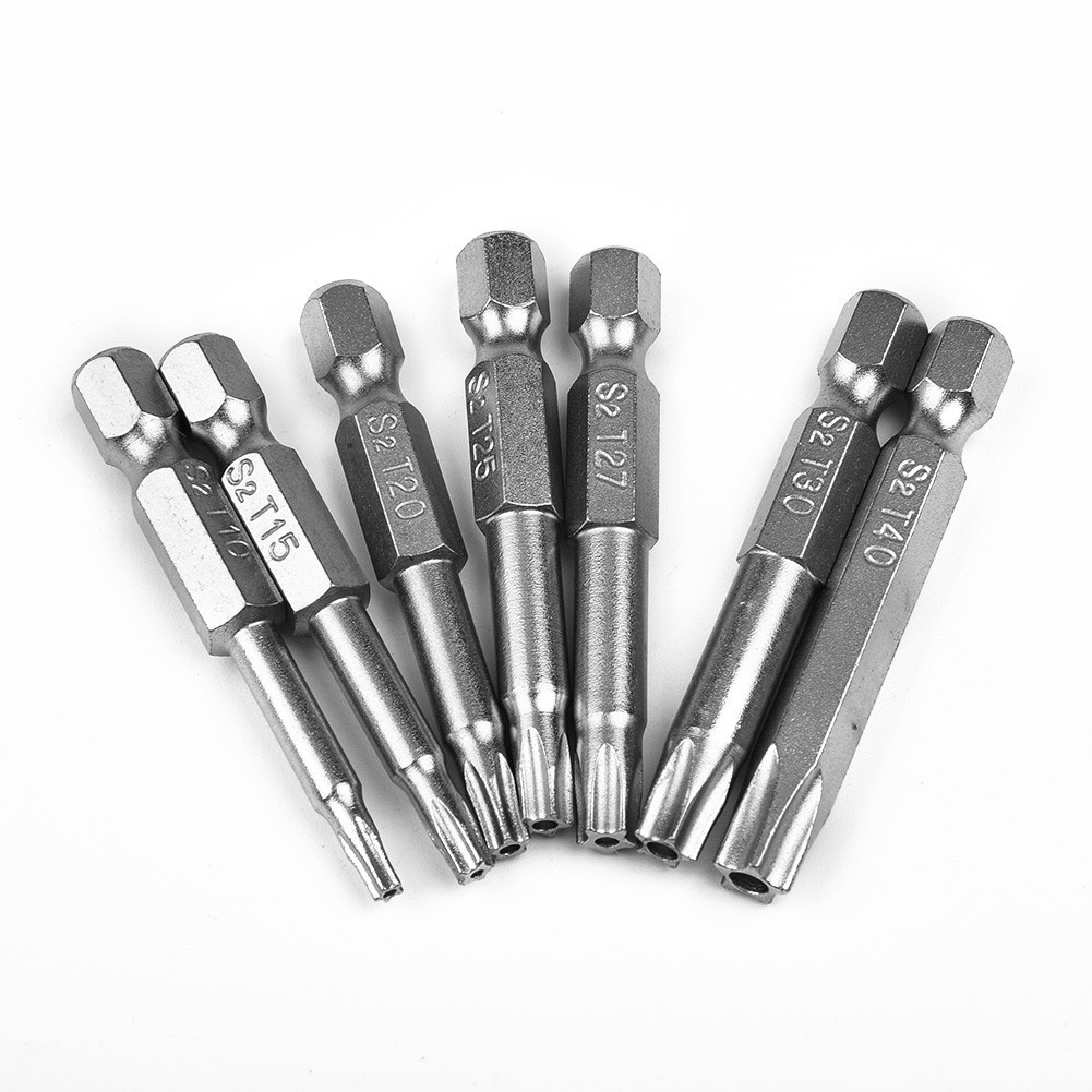 7 Buah Set Mata Bor Bintang Obeng Torx 1/4 "Kunci Obeng Magnetik Batang Hex Peralatan Tangan T10-T40