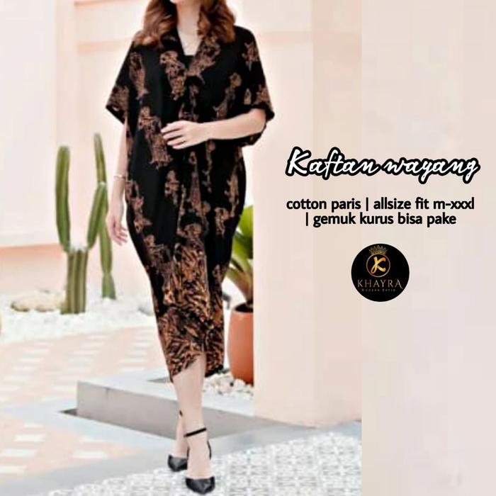 Kaftan SErut Batik WAYANG AKAR / Dress Batik Solo / Baju kondangan wanita / Kaftan Batik Jumbo Solo