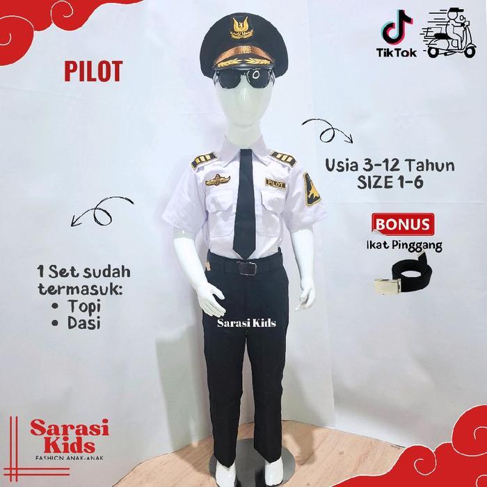 Baju pilot anak laki laki kostum pilot anak setelan pilot seragam pilot pakaian karnaval baju