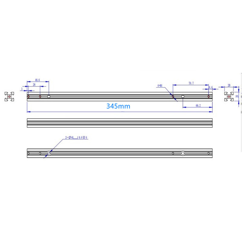 1pcs X Axis Aluminum Profile 2020 V Slot Profle For DIY Ender3/Ender 3 V2 Anodized Linear For CNC 3D
