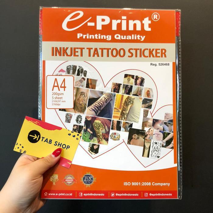 "New" e-Print Inkjet Tattoo Sticker A4 200gsm 5lbr Kertas Tato Stiker ePrint