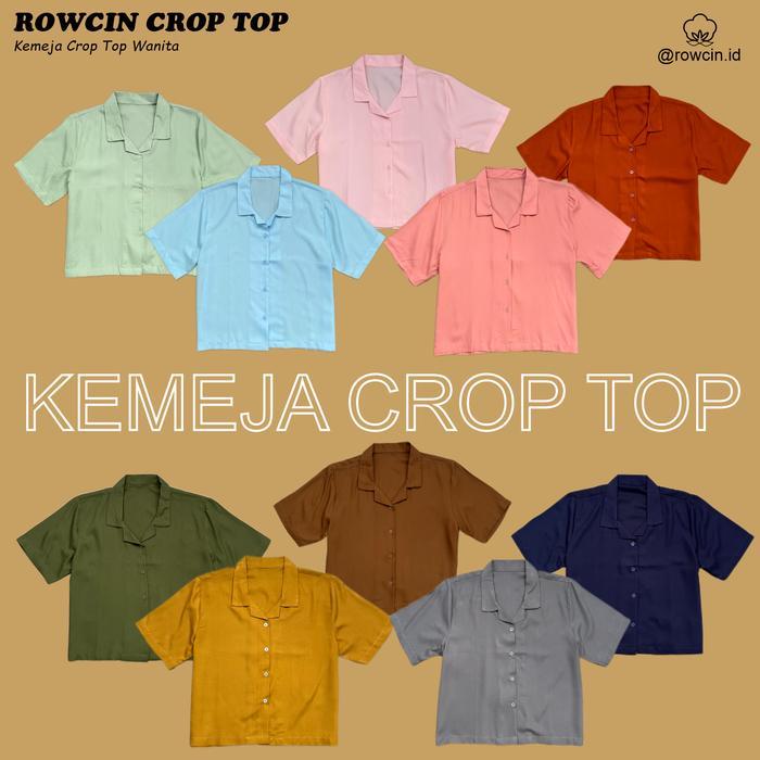 KEMEJA WANITA CROP TOP POLOS KATUN RAYON CROP SHIRT ORGANIK