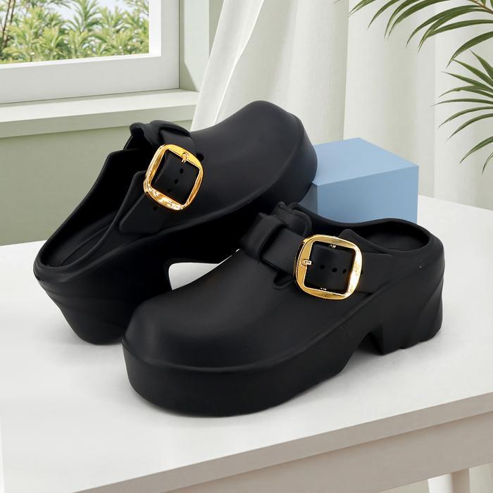 Wan Dai Hao Sandal Tebal Tinggi Wanita Sendal Cewek Karet Sandal Karet Hak Tinggi Wanita Sandal