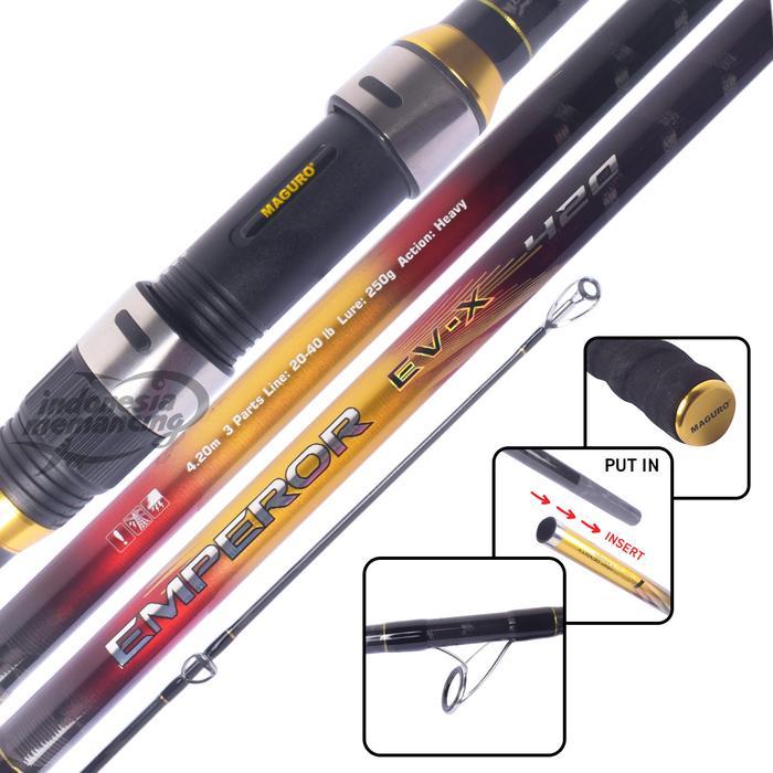 Joran Surf Maguro Emperor EV-X 390 420 450 Casting Sambung 3 Indonesia Memancing Shop
