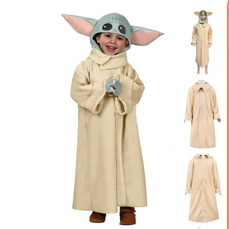 Mandalorian Star Wars Boys Girls Cosplay Yoda Baby Hat Costumes Halloween Robe Kids Cloak Children