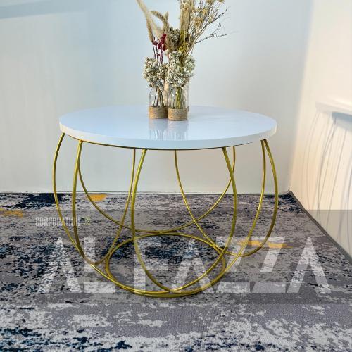 Meja Tamu Bulat Aesthetic Ct Motif Marmer, Meja Ruang Tamu Bulat Minimalis Set Aesthetic Besi