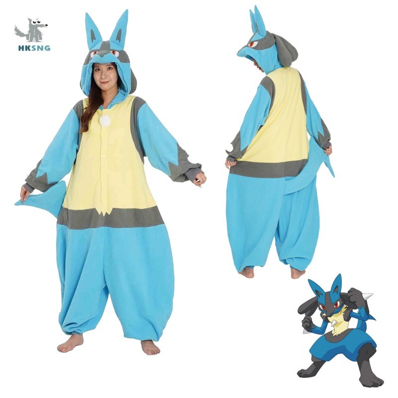 Anime Cosplay Costume Xlsize Lucario Onesies Kigurumi Pajamas Fleece Pijama Christmas Halloween