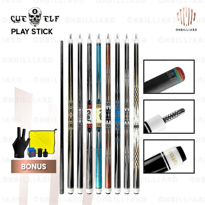 ASLI CUE ELF Play Cue Stick Carbon Low Deflection Stik CUEELF Billiard Billiar Billyar READY STOCK