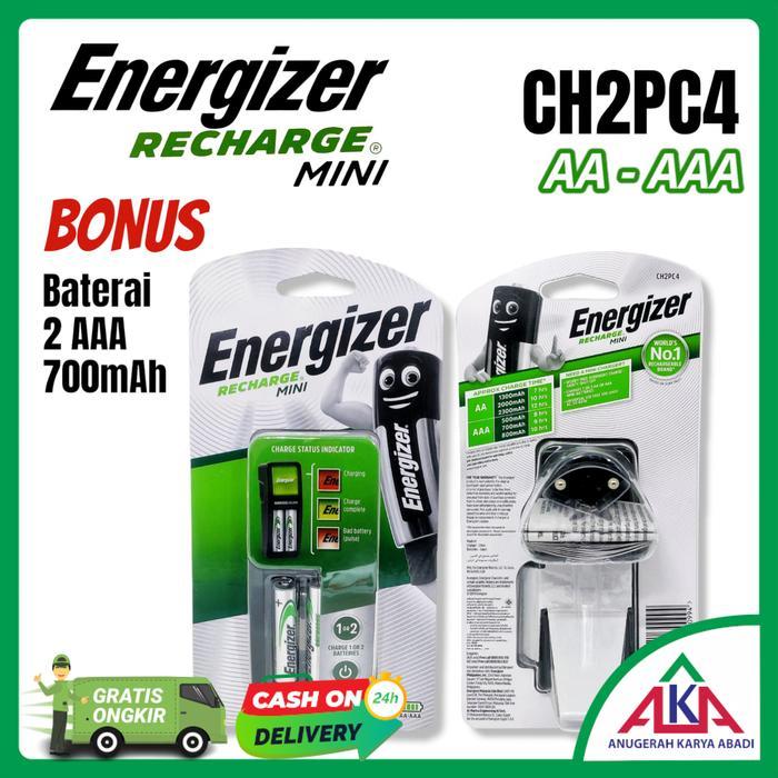 Energizer Recharge Mini Charger Baterai 2 Slot For Aa/Aaa