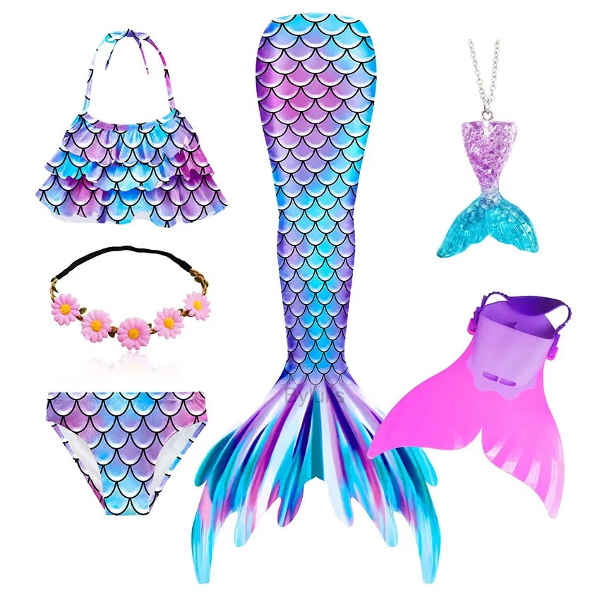 Ariel The Little Mermaid Tails For Girls Memaid Tails Swimsuit Bikini Halloween Costume Can Add