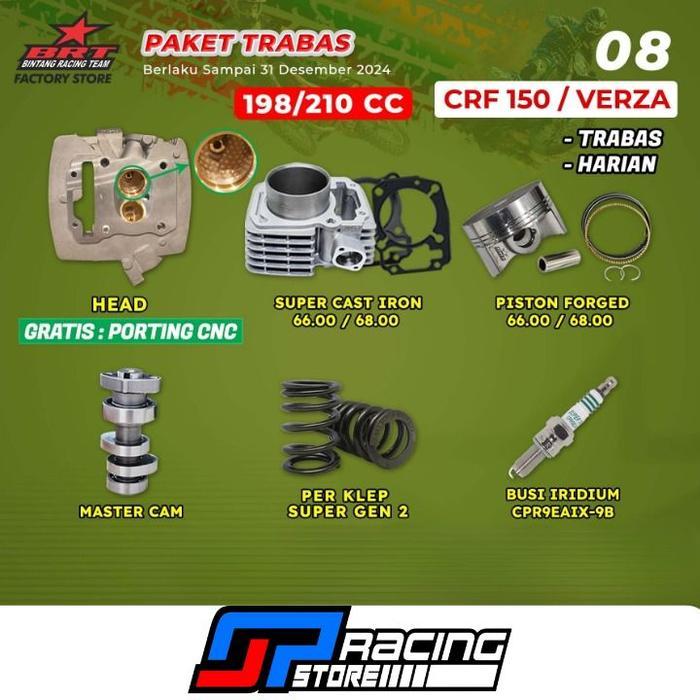 BRT Paket Trabas 11 CRF 150 Head - BlokPiston -Noken As -Per Klep