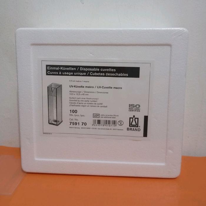 KUVET UV. CUVETTE UV POLYSTIRENA BRAND. CUVETTE MACRO. 100/PACK