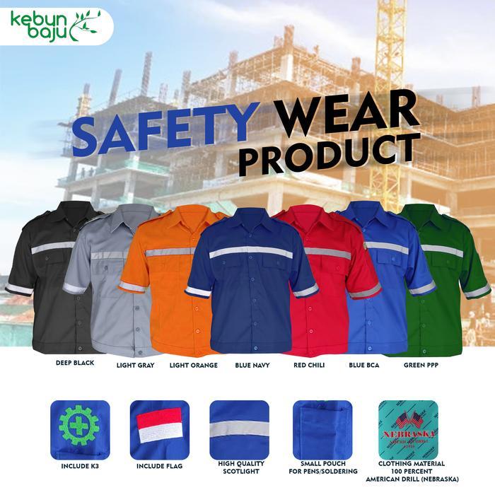 Wearpack Safety Seragam Kerja Seragam Bengkel Baju Kerja Lengan Pendek