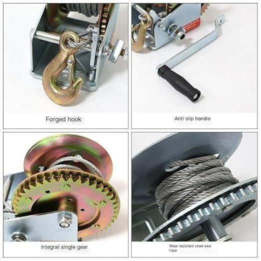 Katrol Manual 360Kg Mini Tangan Winch Kualitas Tinggi Dengan Kapasitas 800Lbs/350Kg Dan Panjang
