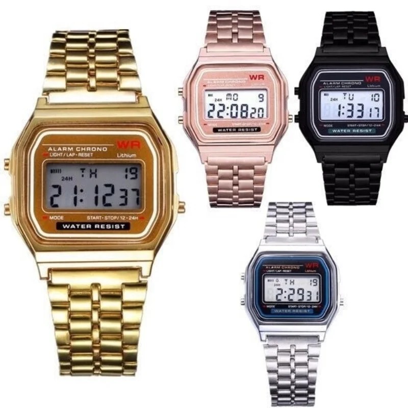Women Men Watch Gold Silver Vintage Led Digital Sports Military Wristwatches Electronic Digital