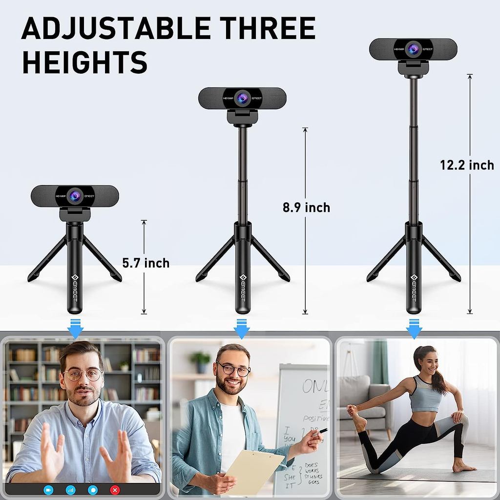 1080P Webcam Full HD Web Camera EMEET C960 with Tripod & Microphone Computer Camera with Stand for