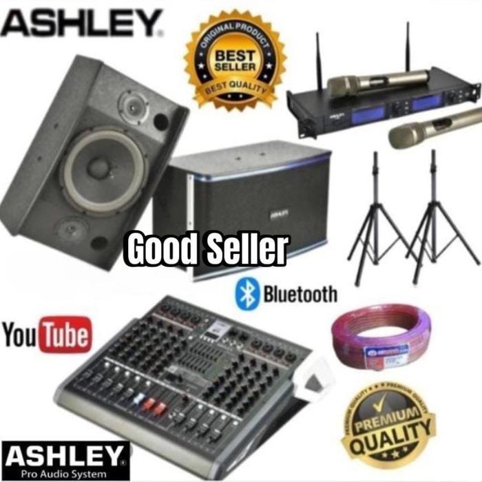 Grosir Paket Sound Karaoke Speaker ASHLEY 10 Inch + Power mixer Bluetooth ASHLEY 10 Channel