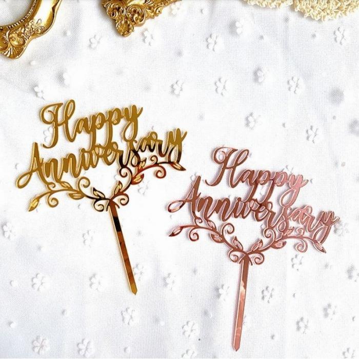 Cake topper akrilik, cake topper anniversary, cake topper murah