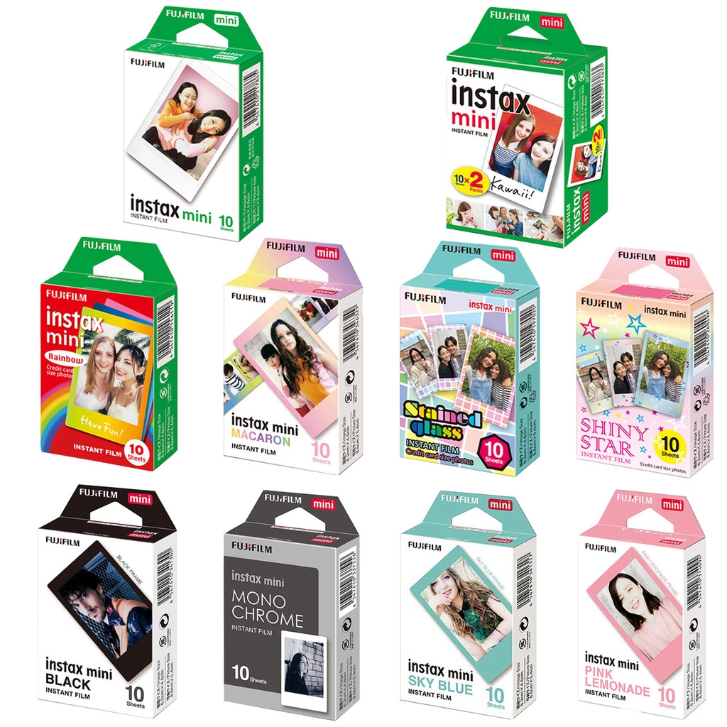 Fujifilm Instax Color Mini Film Instant 10-50 Sheets Black Frame Macaron Rainbow Photo Paper for